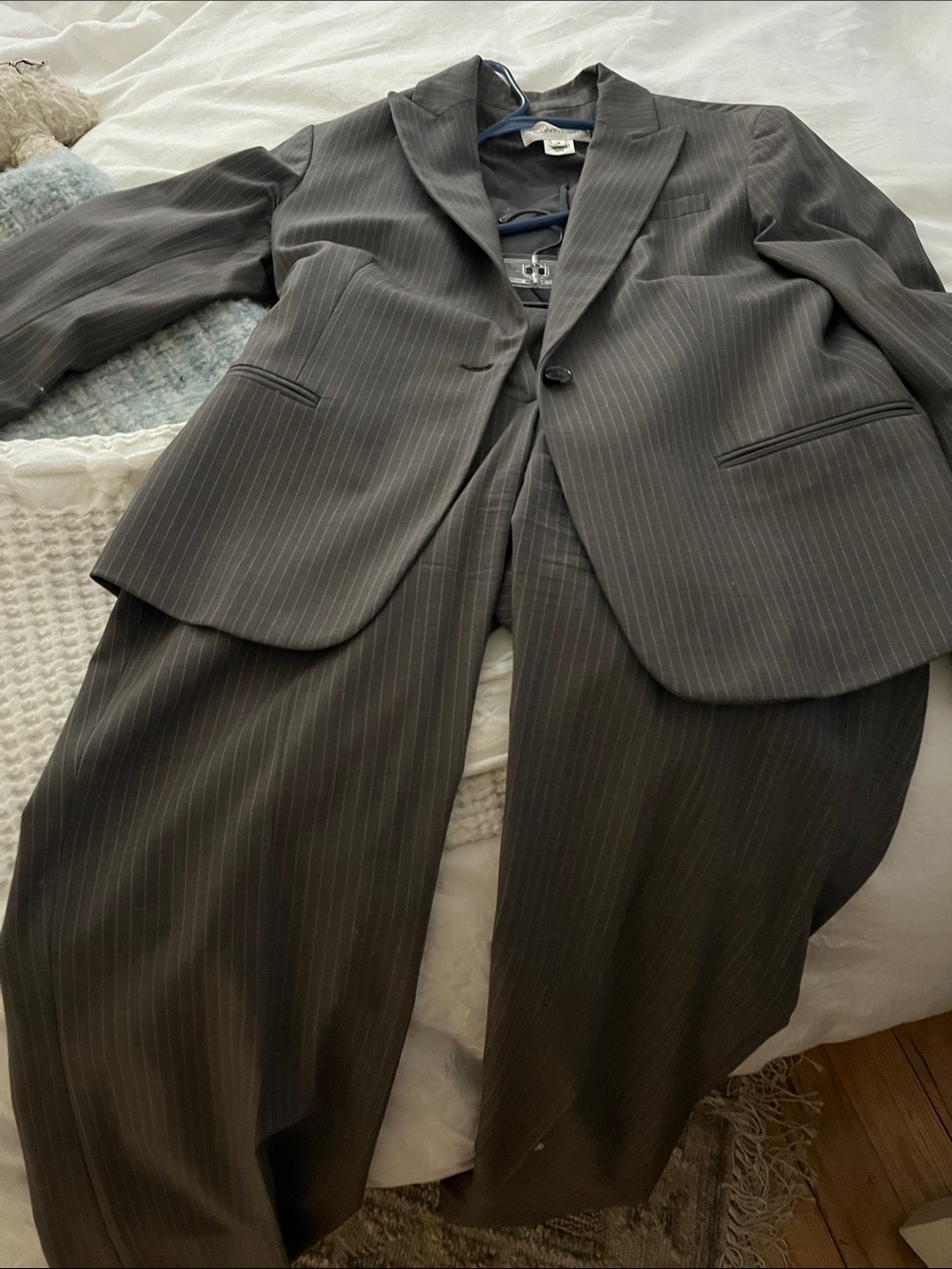 Calvin Klein Women's Gray Pinstripe suit